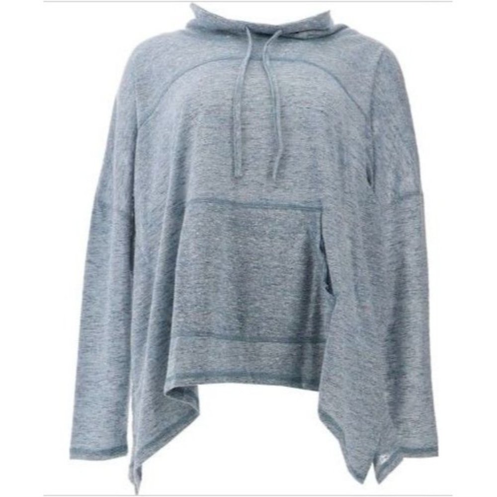 Diane Gilman Wooley Booley Cowl-Neck Poncho Sweater CHAMBRAY 763-598 Small